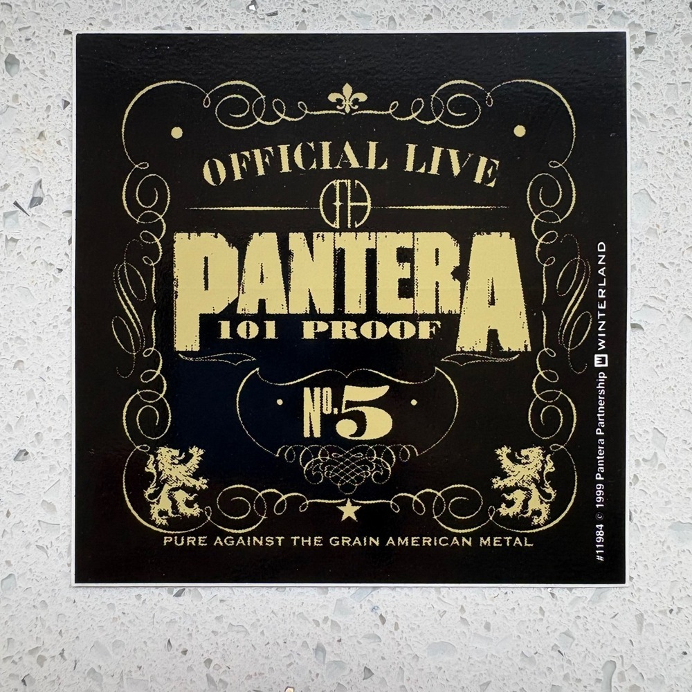 Vintage Deadstock Pantera Sticker Rare Black 1999 Official Live 101 Proof Y2K